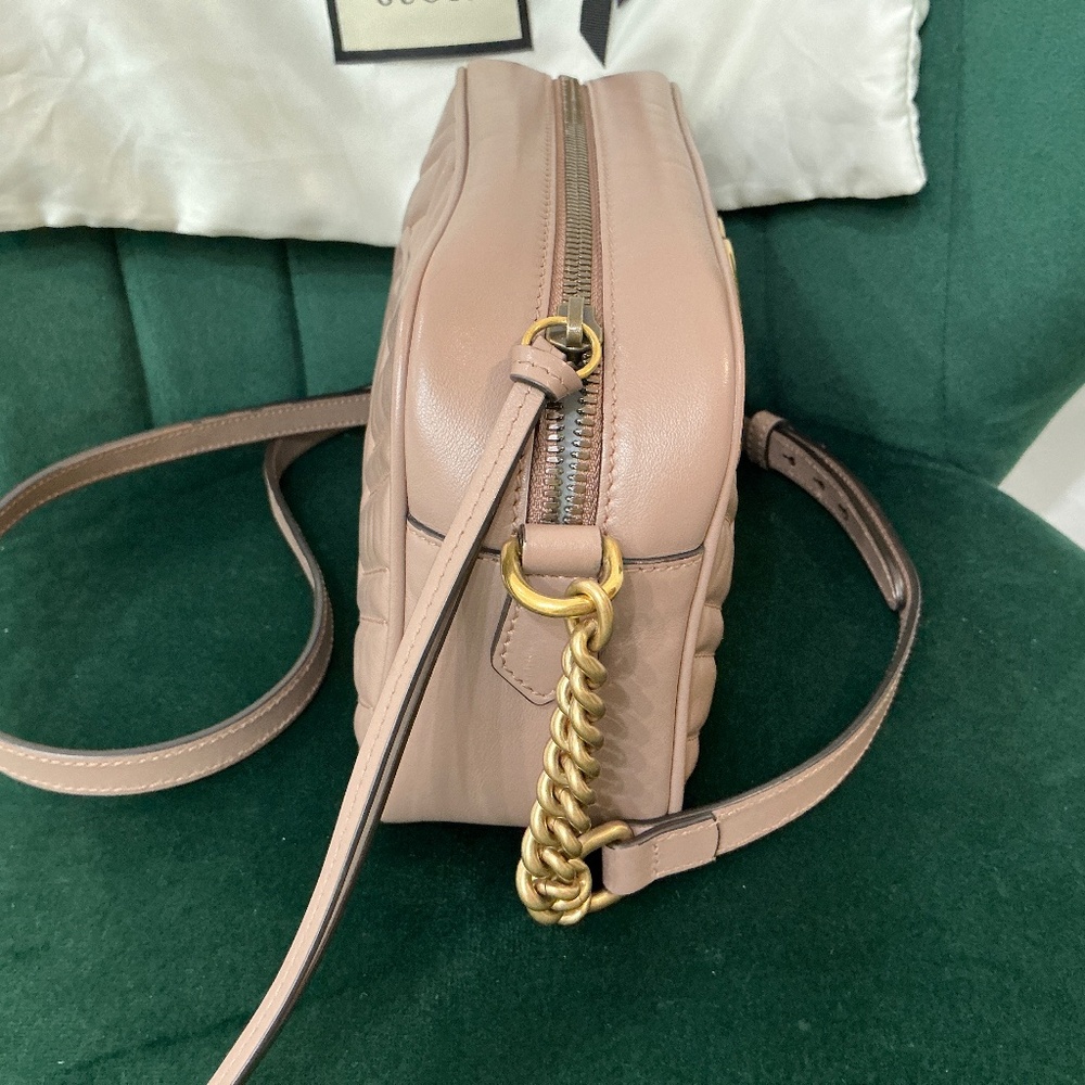 GG Marmont Samll Beige Hand Bag - Picture 6 of 7